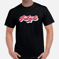 Patriots T-Shirt - Patriots Retro T-Shirt - Game Day Shirt - Funny Football Shirt - Football Tee - Gift for Football Fan, Coach & Player - Black, Men