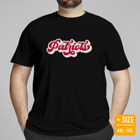 Patriots T-Shirt - Patriots Retro T-Shirt - Game Day Shirt - Funny Football Shirt - Football Tee - Gift for Football Fan, Coach & Player - Black, Plus Size
