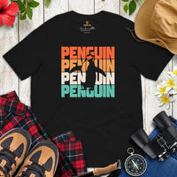 Camping & Hiking Shirt - Penguin T Shirt - Presents, Gift Ideas for Bird & Nature Lovers, Birdwatchers, Birders - Retro Pinguin T-Shirt - Black