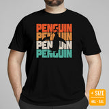 Camping & Hiking Shirt - Penguin T Shirt - Presents, Gift Ideas for Bird & Nature Lovers, Birdwatchers, Birders - Retro Pinguin T-Shirt - Black, Large Size for Overweight
