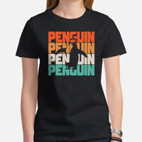 Penguin Waddles 80s Retro Aesthetic Shirt - Paul Penguins Fan & Lover Shirt - Team Mascot Shirt - Cottagecore Tee for Nature Lovers - Black, Women
