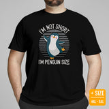 Camping Shirt - Penguin T Shirt - Presents, Gift Ideas for Bird & Nature Lovers, Birdwatchers, Birders - I'm Not Short I'm Pinguin Size Tee - Black, Large Size for Overweight