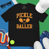 Pickleball Shirt - Pickle Ball Sport Outfit, Attire, Clothes, Apparel For Men, Women - Gifts for Pickleball Players - Pickle Baller Tee - Black