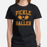 Pickleball Shirt - Pickle Ball Sport Outfit, Attire, Clothes, Apparel For Men, Women - Gifts for Pickleball Players - Pickle Baller Tee - Black, Women