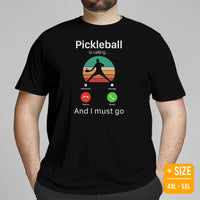 Pickleball Shirt - Pickle Ball Sport Outfit, Attire, Clothes, Apparel - Gifts for Pickleball Players - Funny Pickleball Is Calling Tee - Black, Plus Size