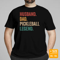 Pickleball Shirt - Pickle Ball Sport Outfit, Attire, Clothes For Men - Gifts for Pickleball Players - Husband Dad Pickleball Legend Tee - Black, Plus Size