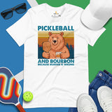 Pickleball Shirt - Pickle Ball Sport Outfit, Clothes - Gifts for Pickleball Players - Pickleball & Bourbon Because Murder Is Wrong Tee - Black