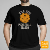Pickleball T-Shirt - Pickle Ball Sport Clothes For Men & Women - Gifts for Pickleball Players - Retro It's Always Pickleball Season Tee - Black, Plus Size