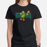 Pickleball T-Shirt - Pickle Ball Sport Outfit, Attire, Clothes, Apparel - Gifts for Pickleball Players & Lovers - Adorable Pickle Tee - Black, Women
