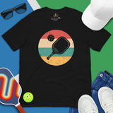 Pickleball T-Shirt - Pickle Ball Sport Outfit, Attire, Clothes For Men & Women - Gifts for Pickleball Players - 80s Retro Paddle Tee - Black