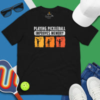 Pickleball T-Shirt - Pickle Ball Sport Outfit, Attire, Clothes - Gifts for Pickleball Players - Playing Pickleball Improves Memory Tee - Black