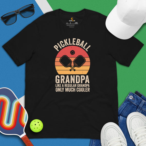 Pickleball T-Shirt - Pickle Ball Sport Outfit, Clothes, Apparel For Men - Gifts for Pickleball Players - Proud Pickleball Grandpa Tee - Black