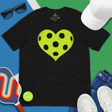 Pickleball T-Shirt - Pickle Ball Sport Outfit, Clothes, Apparel For Men & Women - Gifts for Pickleball Players - Heart Pickleball Tee - Black