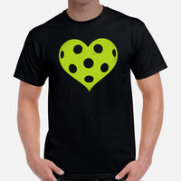 Pickleball T-Shirt - Pickle Ball Sport Outfit, Clothes, Apparel For Men & Women - Gifts for Pickleball Players - Heart Pickleball Tee - Black, Men