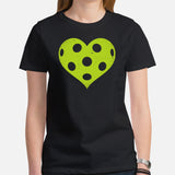 Pickleball T-Shirt - Pickle Ball Sport Outfit, Clothes, Apparel For Men & Women - Gifts for Pickleball Players - Heart Pickleball Tee - Black, Women