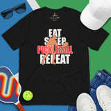 Pickleball T-Shirt - Pickle Ball Sport Outfit, Clothes, Apparel - Gifts for Pickleball Players - Funny Eat Sleep Pickleball Repeat Tee - Black