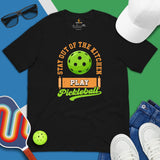 Pickleball T-Shirt - Pickle Ball Sport Outfit, Clothes For Men & Women - Gifts for Pickleball Players - Stay Out Of The Kitchen Tee - Black