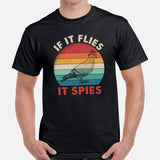 Camping Shirt - Presents, Gift Ideas for Bird Lovers, Birdwatchers, Birders - Staple Pigeon & Dove Tee Shirt - If It Flies, It Spies Shirt - Black, Men