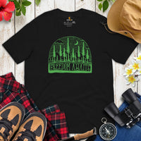 Camping & Hiking Shirt - Presents, Gift Ideas for Campers, Hikers, Nature Lovers - Happy & Happier Camper Tee Shirt - Freedom Awaits Shirt - Black