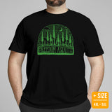 Camping & Hiking Shirt - Presents, Gift Ideas for Campers, Hikers, Nature Lovers - Happy & Happier Camper Tee Shirt - Freedom Awaits Shirt - Black, Large Size for Overweight