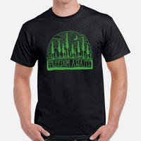 Camping & Hiking Shirt - Presents, Gift Ideas for Campers, Hikers, Nature Lovers - Happy & Happier Camper Tee Shirt - Freedom Awaits Shirt - Black, Men