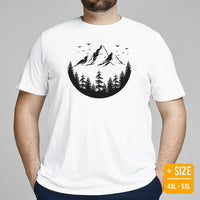 Camping & Hiking Shirt - Presents, Gift Ideas for Campers, Hikers, Nature Lovers - Happy & Happier Camper Shirt - Mountaineering T-Shirt - White, Large Size for Overweight