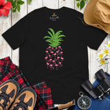 Pineapple Pink Flamingo Aesthetic T-Shirt - Summer Vibes, Bachelorette Party Shirt - Tropical Vacation Tee - Gift for Her, Bridesmaid - Black