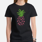 Pineapple Pink Flamingo Aesthetic T-Shirt - Summer Vibes, Bachelorette Party Shirt - Tropical Vacation Tee - Gift for Her, Bridesmaid - Black