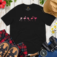 Pink Flamingo Aesthetic T-Shirt - Summer Vibes T-Shirt - Bridesmaid Bachelorette Party Tee - Cottagecore Tee for Nature Lovers - Black