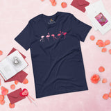 Pink Flamingo Aesthetic T-Shirt - Summer Vibes T-Shirt - Bridesmaid Bachelorette Party Tee - Cottagecore Tee for Nature Lovers - Navy