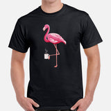Pink Flamingo & Coffee Aesthetic T-Shirt for Coffee Lover - Barista Shirt - Summer Vibes, Bachelorette Party Shirt - Vacation Tee - Black, Men