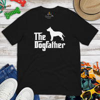 Pit Bull Dog Themed Clothes & Attire - Gifts for Bully Dog Dads & Lovers - Funny Canine Tee Shirts For Humans - The Dogfather T-Shirt - Black