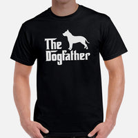Pit Bull Dog Themed Clothes & Attire - Gifts for Bully Dog Dads & Lovers - Funny Canine Tee Shirts For Humans - The Dogfather T-Shirt - Black, Men