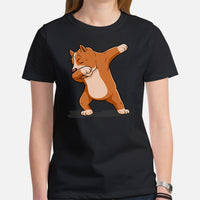 Pit Bull Dog Themed Clothes & Attire - Gifts for Bully Dog Lovers - Funny Canine Tee Shirts For Humans - Adorable Pitbull Dabbing Shirt - Black, Women