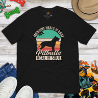Pit Bull Dog Themed Clothes & Attire - Gifts for Bully Dog Lovers - Funny Canine Tee Shirts For Humans - Pitbulls Heal The Soul T-Shirt - Black