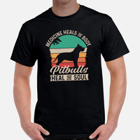 Pit Bull Dog Themed Clothes & Attire - Gifts for Bully Dog Lovers - Funny Canine Tee Shirts For Humans - Pitbulls Heal The Soul T-Shirt - Black, Men