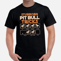 Pit Bull Dog Themed Clothes, Attire - Gifts for Bully Dog Lovers - Funny Canine Tee Shirts For Humans - Stubborn Pitbull Tricks T-Shirt - Black, Men