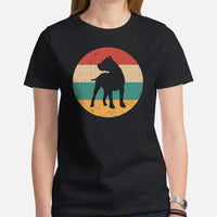 Pit Bull Dog Themed Clothes & Attire - Gifts for Bully Dog Moms, Dads & Lovers - Canine Tee Shirts For Humans - 80s Retro Vibe T-Shirt - Black, Women