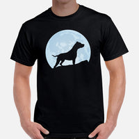 Pit Bull Dog Themed Clothes & Attire - Gifts for Bully Dog Moms, Dads & Lovers - Canine Tee Shirts For Humans - Over The Moon T-Shirt - Black, Men