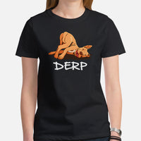 Pit Bull Dog Themed Clothes, Attire - Gifts for Bully Dog Moms, Dads & Lovers - Funny Canine Tee Shirts For Humans - Derp Pitbull Shirt - Black, Women