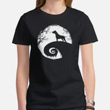 Pit Bull Dog Themed Clothes, Attire - Gifts for Bully Dog Moms, Dads & Lovers - Funny Canine Tee Shirts For Humans - Scary Moon T-Shirt - Black, Women