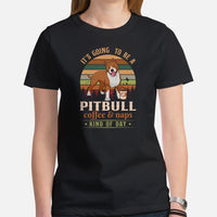 Pit Bull Dog Themed Clothes & Attire - Gifts for Coffee & Bully Dog Lovers - Funny Canine Tee Shirts For Humans - Kind Of Day T-Shirt - Black, Women