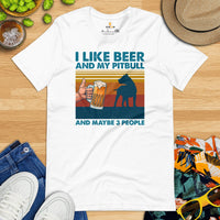 Pit Bull Dog Themed Clothes - Gifts for Brewers, Beer & Dog Lovers - Canine Tee Shirts For Humans - I Like Beer And My Pitbull T-Shirt - White