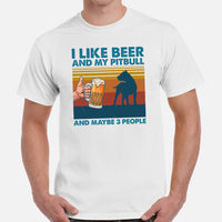 Pit Bull Dog Themed Clothes - Gifts for Brewers, Beer & Dog Lovers - Canine Tee Shirts For Humans - I Like Beer And My Pitbull T-Shirt - White, Men