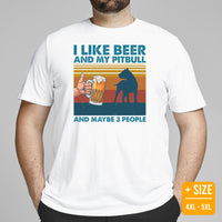 Pit Bull Dog Themed Clothes - Gifts for Brewers, Beer & Dog Lovers - Canine Tee Shirts For Humans - I Like Beer And My Pitbull T-Shirt - White, Plus Size