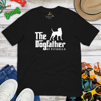 Pit Bull Dog Themed Clothes - Gifts for Bully Dog Dads & Lovers - Canine Tee Shirts For Humans - The Dogfather of Pitbulls T-Shirt - Black