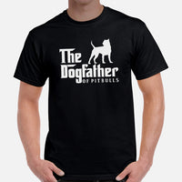 Pit Bull Dog Themed Clothes - Gifts for Bully Dog Dads & Lovers - Canine Tee Shirts For Humans - The Dogfather of Pitbulls T-Shirt - Black, Men
