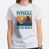 Pit Bull Dog Themed Clothes - Gifts for Bully Dog Lovers - Canine Tee Shirts For Humans - All I Care About Is My Pitbull & Beer T-Shirt - White, Women