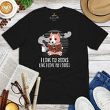 Pit Bull Dog Themed Clothes - Gifts for Bully Dog Lovers - Canine Tee Shirts For Humans - I Love My Books Like I Love My Coffee T-Shirt - Black