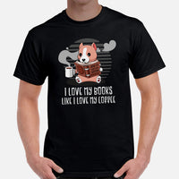 Pit Bull Dog Themed Clothes - Gifts for Bully Dog Lovers - Canine Tee Shirts For Humans - I Love My Books Like I Love My Coffee T-Shirt - Black, Men